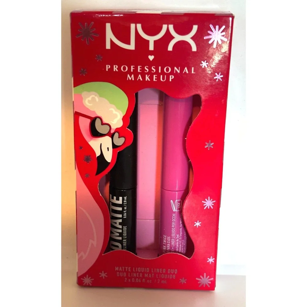 NYX Professional Makeup Matte Liquid Liner Duo Black & Pink Twice H23VM01 NEW